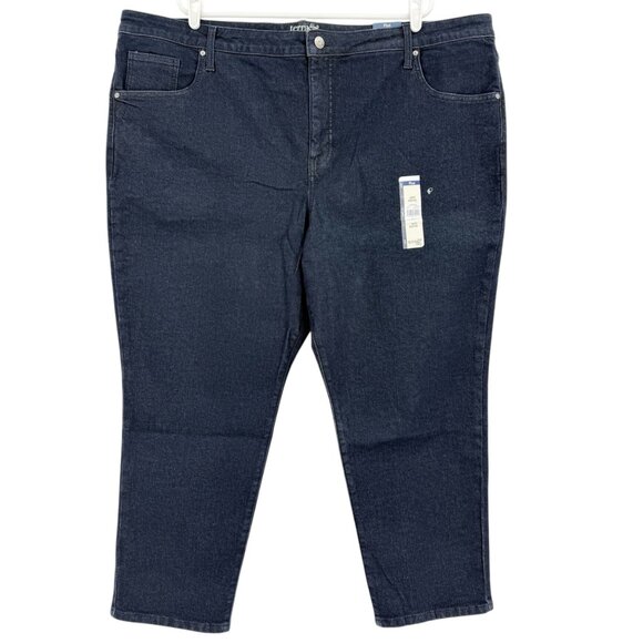 NWT Terra & Sky Women Core Straight High Rise Stretch Navy Denim Jeans Plus 26WP - Picture 1 of 11